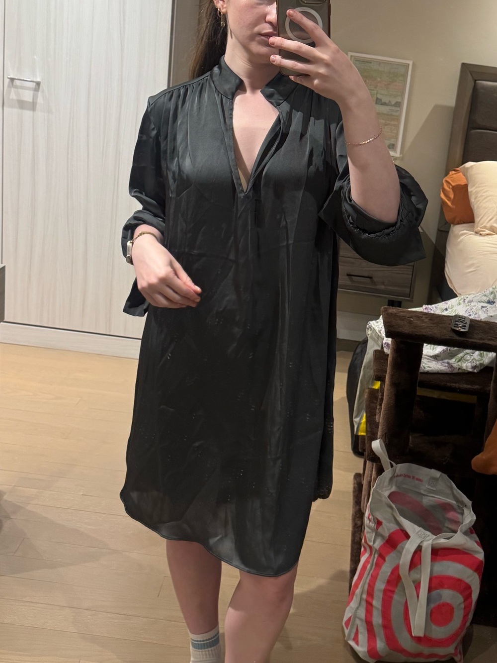 H&M Black Long Sleeve Shift Dress